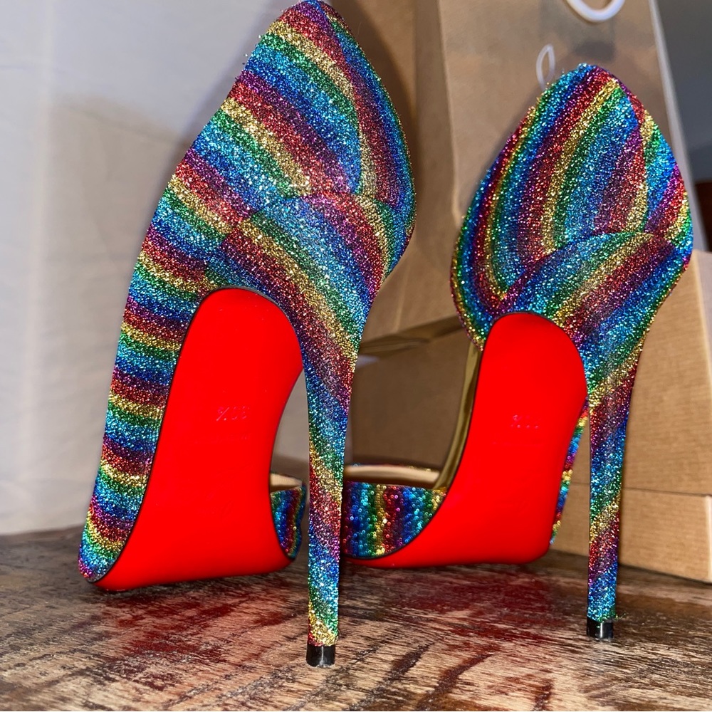 Christian Louboutin Iriza 100mm Lurex Arc En Ciel - multicolored rainbow! - Picture 3 of 7